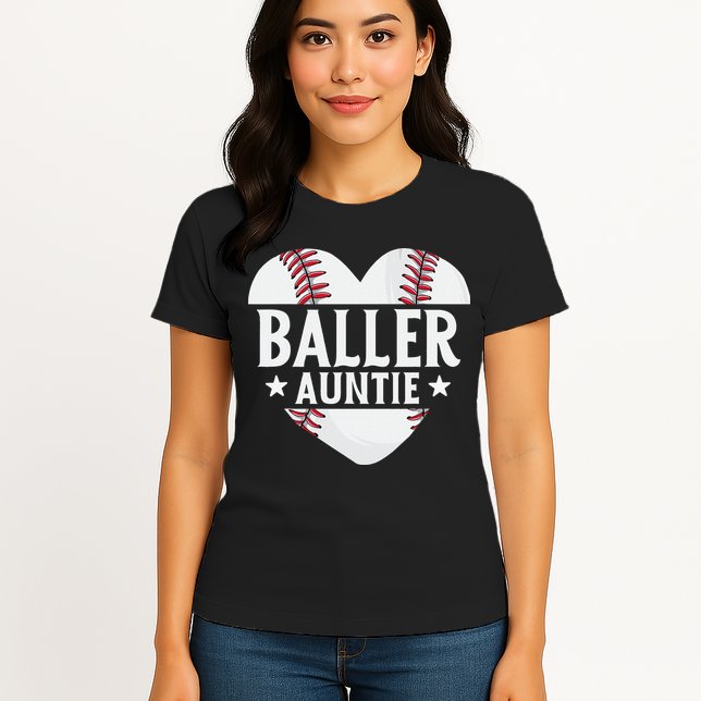 Baseball Aunt Gift Baller Auntie Mother's Day Mom  Womens T-Shirt