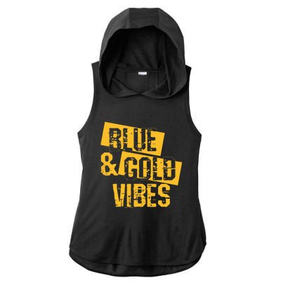 Blue And Gold Game Day Group For High School Football Ladies PosiCharge Tri-Blend Wicking Draft Hoodie Tank