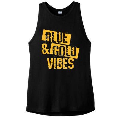 Blue And Gold Game Day Group For High School Football Ladies PosiCharge Tri-Blend Wicking Tank