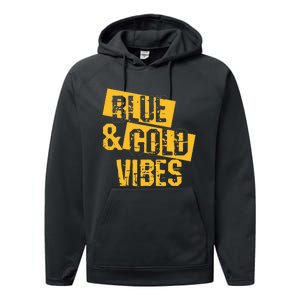 Blue And Gold Game Day Group For High School Football Performance Fleece Hoodie