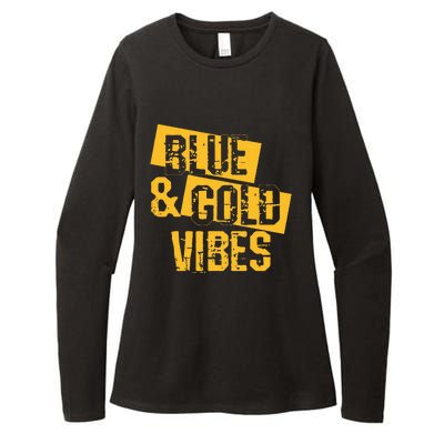 Blue And Gold Game Day Group For High School Football Womens CVC Long Sleeve Shirt