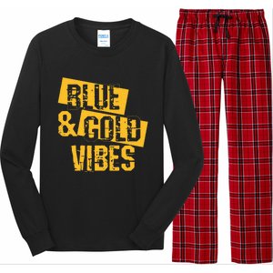 Blue And Gold Game Day Group For High School Football Long Sleeve Pajama Set