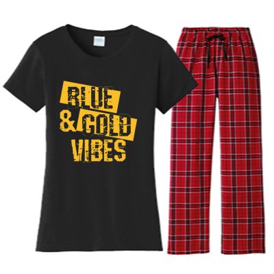 Blue And Gold Game Day Group For High School Football Women's Flannel Pajama Set