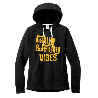 Blue And Gold Game Day Group For High School Football Women's Fleece Hoodie