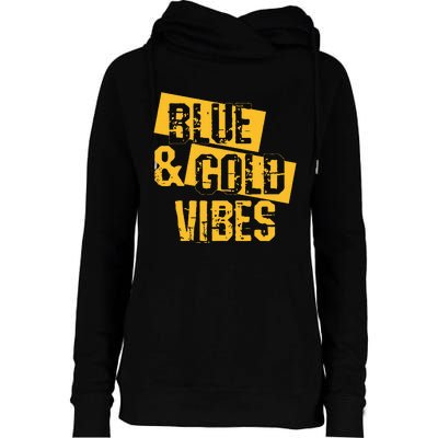 Blue And Gold Game Day Group For High School Football Womens Funnel Neck Pullover Hood