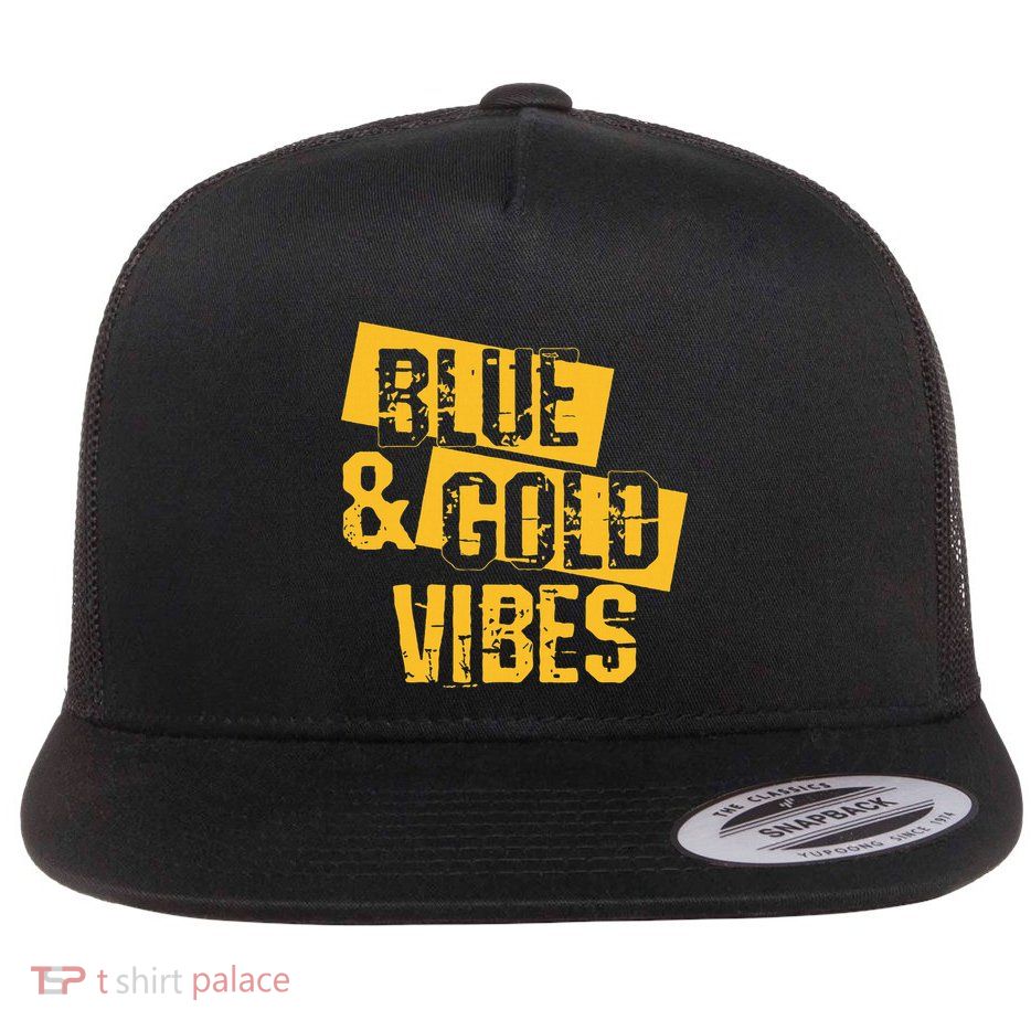 Blue And Gold Game Day Group For High School Football Flat Bill Trucker Hat