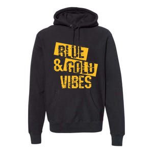 Blue And Gold Game Day Group For High School Football Premium Hoodie