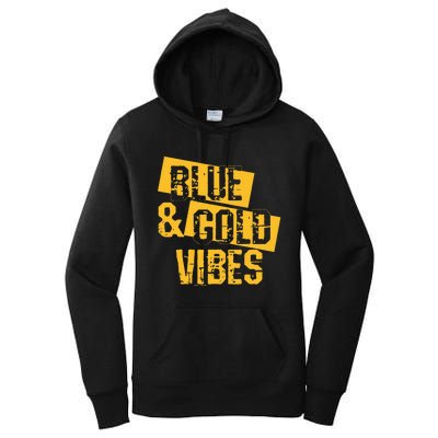 Blue And Gold Game Day Group For High School Football Women's Pullover Hoodie