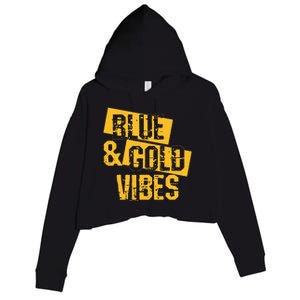 Blue And Gold Game Day Group For High School Football Crop Fleece Hoodie