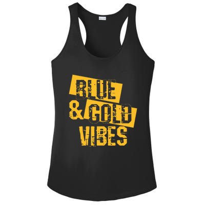 Blue And Gold Game Day Group For High School Football Ladies PosiCharge Competitor Racerback Tank