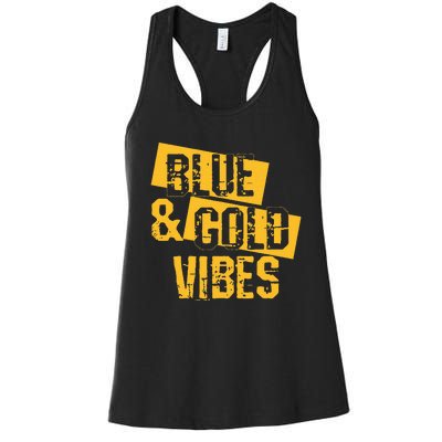 Blue And Gold Game Day Group For High School Football Women's Racerback Tank