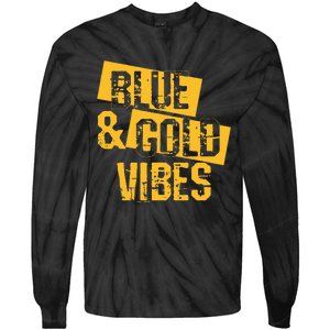 Blue And Gold Game Day Group For High School Football Tie-Dye Long Sleeve Shirt