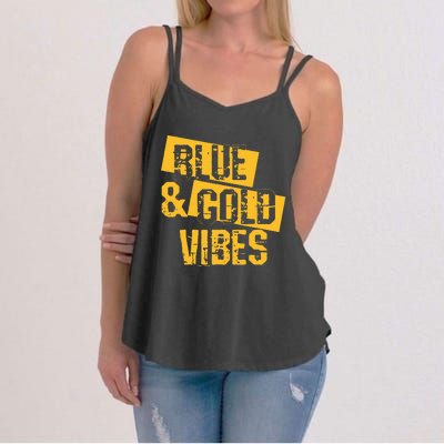 Blue And Gold Game Day Group For High School Football Women's Strappy Tank