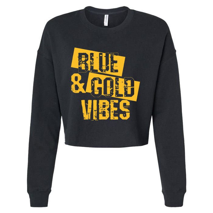 Blue And Gold Game Day Group For High School Football Cropped Pullover Crew