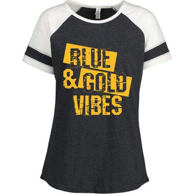 Blue And Gold Game Day Group For High School Football Enza Ladies Jersey Colorblock Tee