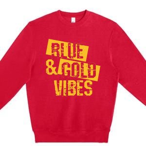 Blue And Gold Game Day Group For High School Football Premium Crewneck Sweatshirt