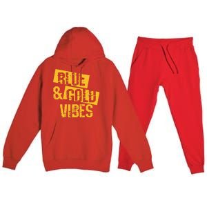 Blue And Gold Game Day Group For High School Football Premium Hooded Sweatsuit Set