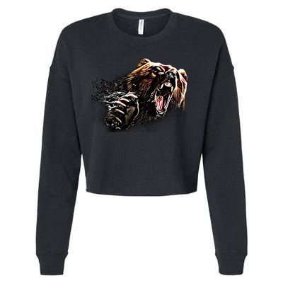Big Alaska Grizzly Bear Clothing & - Grizzly Bear Cropped Pullover Crew