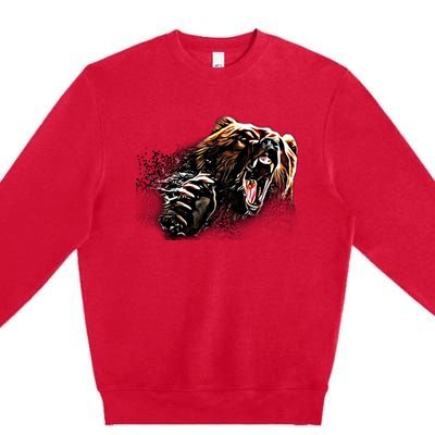 Big Alaska Grizzly Bear Clothing & - Grizzly Bear Premium Crewneck Sweatshirt