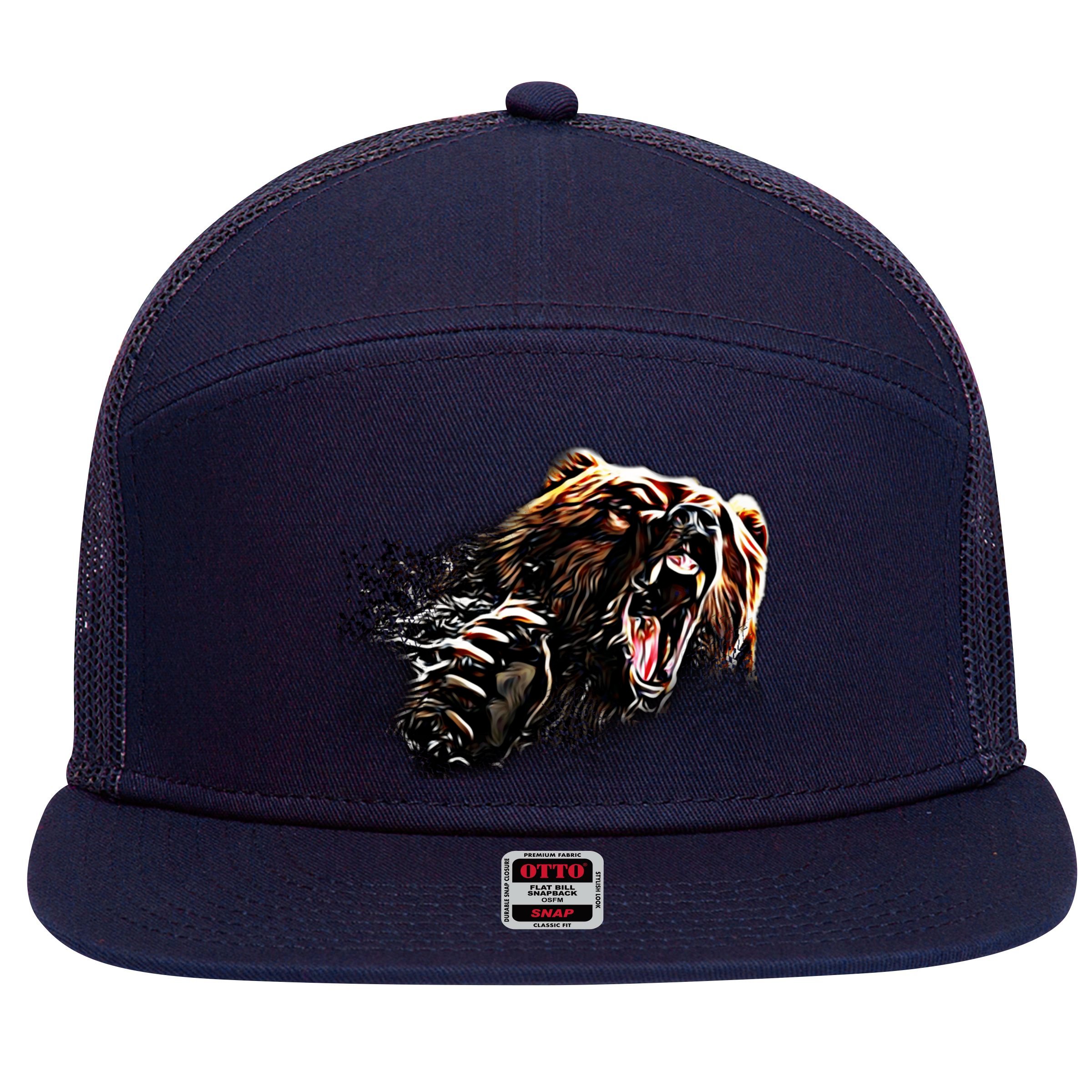 Big Alaska Grizzly Bear Clothing & - Grizzly Bear 7 Panel Mesh Trucker Snapback Hat