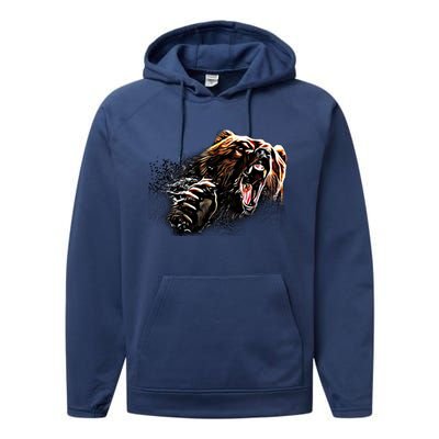 Big Alaska Grizzly Bear Clothing & - Grizzly Bear Performance Fleece Hoodie