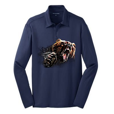 Big Alaska Grizzly Bear Clothing & - Grizzly Bear Silk Touch Performance Long Sleeve Polo