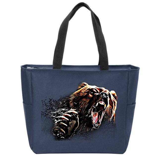 Big Alaska Grizzly Bear Clothing & - Grizzly Bear Zip Tote Bag