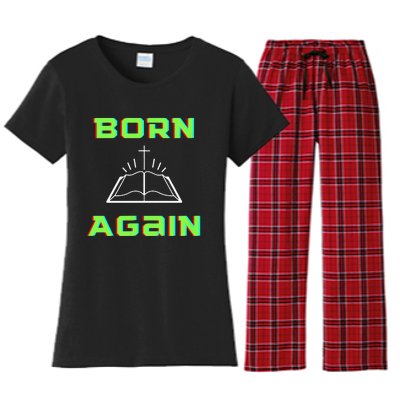 Born Again Gamer Saved Believe Forgiven Women's Flannel Pajama Set