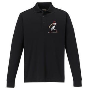 Baseball Art Graphic Game Fans Players Batter Sports Great Gift Performance Long Sleeve Polo