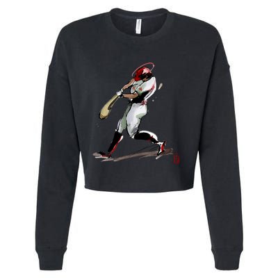 Baseball Art Graphic Game Fans Players Batter Sports Great Gift Cropped Pullover Crew
