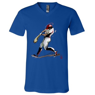 Baseball Art Graphic Game Fans Players Batter Sports Great Gift V-Neck T-Shirt