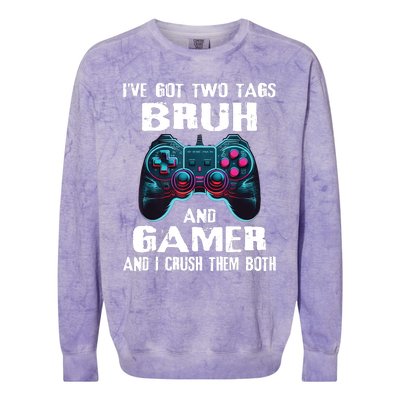 Bruh And Gamer Funny Sayings Boy Teens Gaming Video Games Colorblast Crewneck Sweatshirt