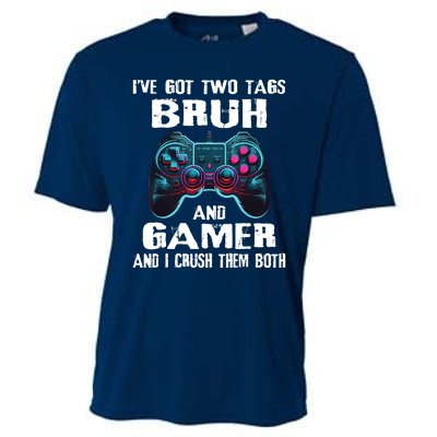 Bruh And Gamer Funny Sayings Boy Teens Gaming Video Games Cooling Performance Crew T-Shirt