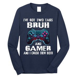 Bruh And Gamer Funny Sayings Boy Teens Gaming Video Games Long Sleeve Shirt