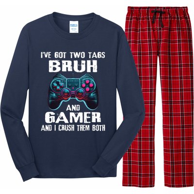 Bruh And Gamer Funny Sayings Boy Teens Gaming Video Games Long Sleeve Pajama Set