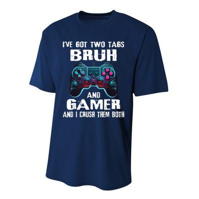 Bruh And Gamer Funny Sayings Boy Teens Gaming Video Games Performance Sprint T-Shirt