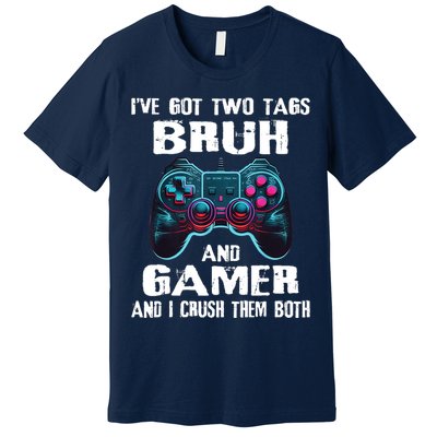 Bruh And Gamer Funny Sayings Boy Teens Gaming Video Games Premium T-Shirt