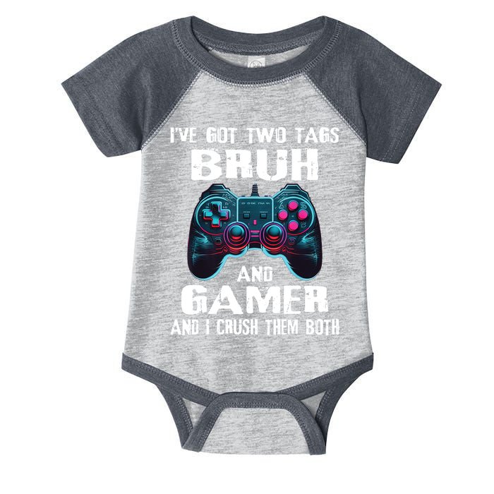 Bruh And Gamer Funny Sayings Boy Teens Gaming Video Games Infant Baby Jersey Bodysuit