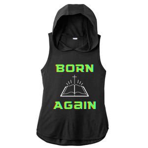 Born Again Gamer Saved Believe Forgiven Ladies PosiCharge Tri-Blend Wicking Draft Hoodie Tank