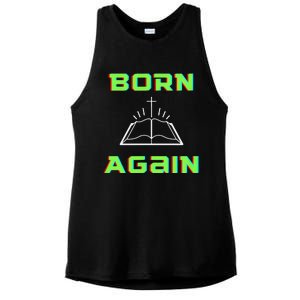 Born Again Gamer Saved Believe Forgiven Ladies PosiCharge Tri-Blend Wicking Tank