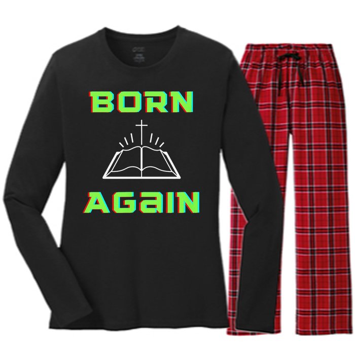 Born Again Gamer Saved Believe Forgiven Women's Long Sleeve Flannel Pajama Set 