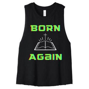 Born Again Gamer Saved Believe Forgiven Women's Racerback Cropped Tank