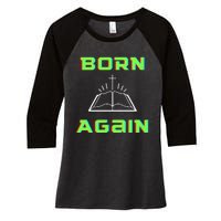 Born Again Gamer Saved Believe Forgiven Women's Tri-Blend 3/4-Sleeve Raglan Shirt