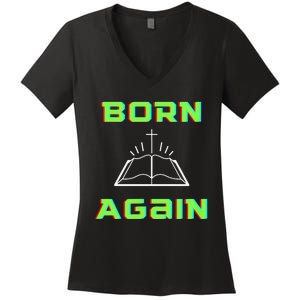 Born Again Gamer Saved Believe Forgiven Women's V-Neck T-Shirt