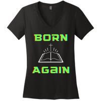 Born Again Gamer Saved Believe Forgiven Women's V-Neck T-Shirt