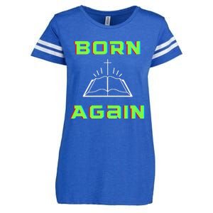 Born Again Gamer Saved Believe Forgiven Enza Ladies Jersey Football T-Shirt