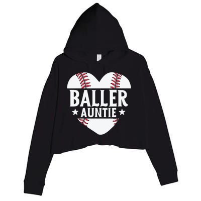 Baseball Aunt Gift Baller Auntie Mother's Day Mom Wo Crop Fleece Hoodie