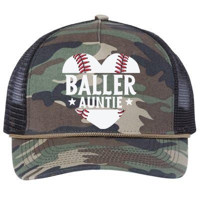 Baseball Aunt Gift Baller Auntie Mother's Day Mom Wo Retro Rope Trucker Hat Cap