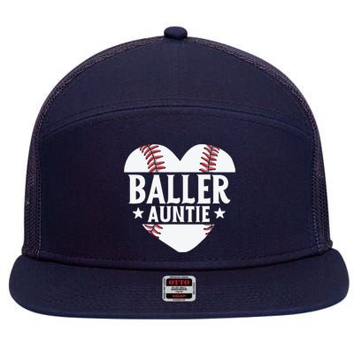 Baseball Aunt Gift Baller Auntie Mother's Day Mom Wo 7 Panel Mesh Trucker Snapback Hat