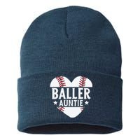 Baseball Aunt Gift Baller Auntie Mother's Day Mom Wo Sustainable Knit Beanie